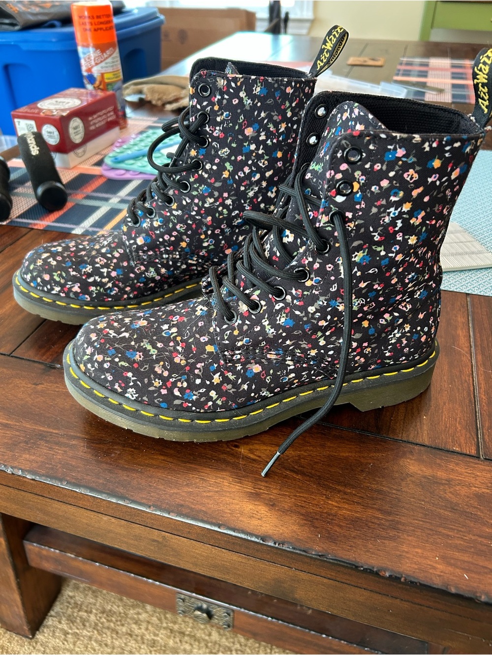Dr. Martens Black Floral Lace-Up Boots - Picture 2 of 6